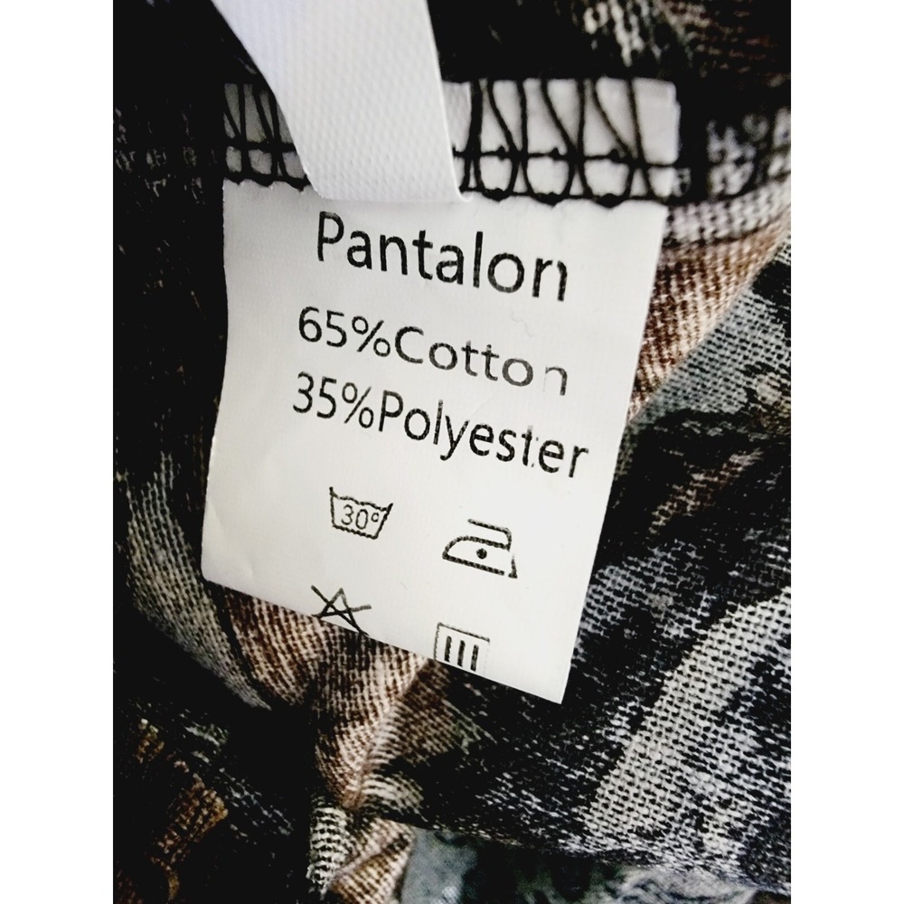 Pantalon XXL Floral Wide Leg Crop Pants Blue Brown Flowy Earthy Boho NWT - Picture 11 of 14